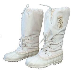 Sorel Snowcat Tall White Winter Snow Boots Wool Liner Insulated Barn Sz 4 Canada